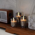 Miniatyrbild 3 av 5: XJ-Glas LED-ljus, batteridrivna ljus, blockljus batteridrivna med fjärrkontroll och timer, elektriska ljus, vax+grått glas, set om