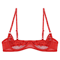 Miniatyrbild 3 av 5: Kvinnor Transparent Blommig Spets Bygel Push Up 1/4 Cup BH Underkläder Justerbara Axelband Ofodrad Öppen Byst Exponerad BH Lingerie