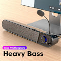 Miniatyrbilde 3 av 5: XJ-Kablet Datamaskinhøyttaler USB-lydplanke med mikrofon Stereo Lydhøyttaler for Laptop Desktop