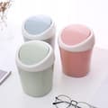 3 Mini Plastic Trash Cans, Small Desktop Waste Bin with Rotating Lid, for Home, Office, Kitchen, Dressing Table, Bedroom, Bathroom (Blue+Green+Pink)