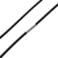 Miniatyrbillede 4 af 5: XJ-5 stk. 3 mm Sort Gummi Snøre Halskæde Med Rustfrit Stål Lukning - 22 Tommer