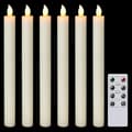 6-pack Battery Operated LED Candles with Remote Control and Timer, Real Wax, Flickering Warm White Light A