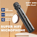 Miniatyrbillede 2 af 5: XJ-Tws Trådløs med Bluetooth-højtaler Hjemmefest Performance Sangmikrofon til børn - guld