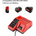 Miniatyrbillede 4 af 4: M12-18C Hurtiglader Erstatning for Milwaukee M12 M14 M18 12V-18V Lithium-ION Batteri 48-11-1840 48-11-1850 48-11-2401 48-11-1890 48-59-1812 48-11-