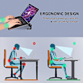Miniatyrbillede 2 af 5: XJ-Laptopstativ til skrivebord, Soqool computerstativ til skrivebord, ventileret ergonomisk aluminium bærbar computer stativ kompatibelt med Macbook Air Pro