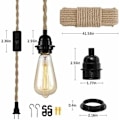 Miniatyrbillede 2 af 4: Vintage Luster 4,5 meter hamp reb - Retro E27 fatning med kontakt lampeophæng reb
