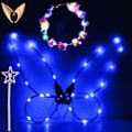 Miniatyrbild 1 av 5: Glittrande älvvingar för vuxna, LED-hårband för fester med älvtema, stjärnblå Stjärnblå Stjärnblå