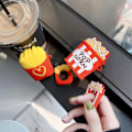 Miniatyrbillede 4 af 5: XJ-Sødt etui til Airpods 2./1. generation, 3D popcorn design silikoneetui beskyttende stødabsorberende beskyttelse med nøglering til Airpods-hovedtelefoner