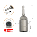 Miniatyrbilde 2 av 5: XJ-Deep Sekskantmuttertrekker Bor Sekskant Impact Socket Adapter 80mm Lengde Skrutrekker Bits 6-19mm Qui