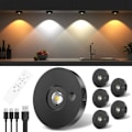 Miniatyrbillede 1 af 4: USB Genopladelig LED Spotlight, Underskabsbelysning, LED Skabslys med Fjernbetjening, Trådløse LED Vitrineskabslys med Timer (6 stk)