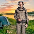 Miniatyrbild 4 av 4: Anti-fästing Helkroppskläder Andningsbar Meshdräkt med Huva och Förvaringsväska, Meshkläder för Fiske, Trädgårdsarbete, Vandring, Camping/S/M