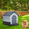 Miniatyrbillede 1 af 5: Livingandhome Grå Vejrbestandig Hundehus i Plast