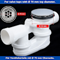 Miniatyrbilde 4 av 5: Badekarpropp, 70 mm, med dobbel tetning, justerbar høyde, universal badekarpropp, vaskekumkran, herdet messing med kromfinish{HH}