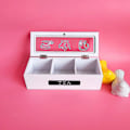 Miniatyrbild 5 av 5: 3 Fack Bambu System Te Påse Förvaringslåda Smyckeskrin Te Box Organizer Trä Sockerpaket