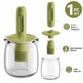 2-i-1 Oljedispenser i Glas med Silikonborste, Grön Burk för Bakform green