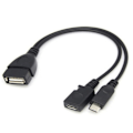 Pikkukuva 5 / 5: Mini Micro USB OTG -sovitin, virranjakaja Y-kaapelilla Micro 5-nastainen uros/naaras, puhelintarvike