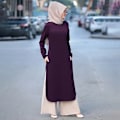 Miniatyrbild 4 av 5: Turkiet Islamisk Ramadan Kläder Kaftan Tvådelad Muslimsk Lång Topp och Byxor Set för Kvinnor Delad Abaya Klänningsset Modest
