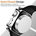Pikkukuva 4 / 5: 2 kpl Apple Watch -kotelo 44 mm Series 6/5/4 sisäänrakennetulla näytönsuojalla, kova PC-kotelo Suora reuna Naarmuuntumaton 44 mm (hopea) hopea