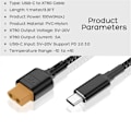 Miniatyrbilde 4 av 5: USB-C Typ-C til XT60 Ladekabel PD 100W 20V/5A Ladekabel for Verktøysett Kitrc M7 M6 M6D M8S Lader, Solpanel.
