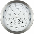 Miniatyrbild 1 av 4: Analog väderstation 3-i-1 rostfritt stål Ø132 mm - Barometer, termometer, hygrometer, silver