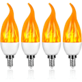 Miniatyrbilde 1 av 5: XJ-4-pakning 3W E14 LED-lampe med flammeeffekt, 3 lysmoduser, dekorativ lampe