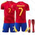 Miniatyrbillede 1 af 2: Spanien EM 2024 Hjemme Børne Voksen Trøje 9 Gavi 17 Williams 19 Yamal Fodboldtrøje Sæt NO.7 MORATA NO.7 MORATA XS