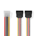 Pikkukuva 1 / 5: XJ-Intern Virtajohto | Molex Uros | 2x SATA 15-Pin Naaras | Kullattu | 0,15 m | Pyöreä | PVC | Monivärinen | Laatikko