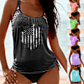 Miniatyrbild 2 av 5: Tankini-set för damer i oversize-modell, tvådelad baddräkt, elegant vadderad baddräkt, hög midja, baddräkt med bh-toppar, baddräkter för unga damer