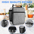 Miniatyrbild 3 av 5: XJ-CDQ Isolerad Lunchväska Rolltop Lunchbox Tote Lunchväska för Ljusgrå