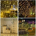 Miniatyrbilde 2 av 4: Nettlys, 192 LED Nettlys 3M X 2M 8 Moduser Vanntett Energi, Dimbar for Soverom Jul Bryllup Fest Hjem Hage, Varm Hvit