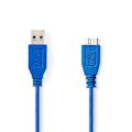 Pikkukuva 1 / 3: XJ-USB-kaapeli | USB 3.2 Gen 1 | USB-A Uros | USB Micro-B Uros | 5 Gbps | Nikkelipinnoitettu | 5,00 m | Pyöreä | PVC | Sininen | Muovipussi