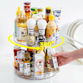 Miniatyrbillede 1 af 3: XJ-Køleskabsorganisator Lazy Susan Køkkenorganisator Roterende Krydderiholder (Transparent-23CM)