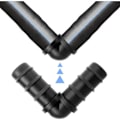 Miniatyrbillede 3 af 4: Pakke med 20 Stk. 16 mm Barb Elbow til Drypslange Vinkelkobling til Samling af Slanger, Sort