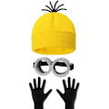 Miniatyrbilde 1 av 5: 3 stk Halloween-kostymetilbehør for voksne, vernebriller/gul lue/hansker for menn og kvinner Cosplay-festsett