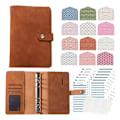 Miniatyrbillede 1 af 5: XJ-A6 6-rings ringbind Budget Cover Organizer A6 Ringbind Udgiftsbudgetark til pengebesparende kontantkuvertsystem Brun