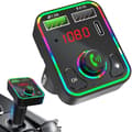 Bluetooth FM-transmitter til bil med støjreduktion, håndfri opkald, musikstreaming, dobbelt USB-oplader, LED-display, sort