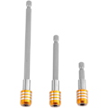 Pikkukuva 1 / 4: 3 kpl Magneettinen ruuvikärjen pidike ruuvimeisselin jatkovarsi kuusikulmainen 1/4\" keltainen 60/100/150mm