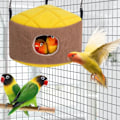 Pikkukuva 4 / 5: XJ-Lintuhäkin tarvikkeet, lämmin ja pehmeä linnunpesä koukuilla, riippuva lintujen riippumatto, paksu papukaijapesä, neitokakadut, undulaatit, lemmenlinnut