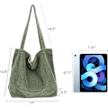 Miniatyrbilde 3 av 3: XJ-Cordfløyel Tote Bag for Kvinner Jenter Canvas Skuldervesker Søte Store Håndvesker