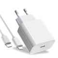 Miniatyrbilde 3 av 3: 2-pakning - Lader for iPhone Adapter + Kabel 20W USB-C Hurtiglader Hvit one size