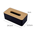 Miniatyrbillede 5 af 5: Servietboks, til kosmetiske servietter eller lommetørklæder i standardbokse, plastik, bambuslåg, nem fjernelse, 24,5 x 9 x 12,5 cm, sort/natur