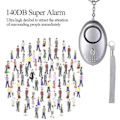 Miniatyrbillede 4 af 5: 5-pak 140db personlig sikkerhedsalarm nøglering med LED-lys, personlig alarm - Perfekt
