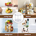 Miniatyrbillede 3 af 3: XJ-Køleskabsorganisator Lazy Susan Køkkenorganisator Roterende Krydderiholder (Transparent-23CM)