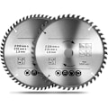 Miniatyrbilde 1 av 4: 2 stk. 250 x 30 mm sirkelsagblader, 48T & 60T TCT karbid sirkelsagblad, bor for naturlig tre, hardtre, kryssfiner