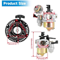 Pikkukuva 3 / 3: GX160 Narukäynnistin ja kaasutinpaketti sopii Predator 212cc 196cc 6.5hp moottoriin GX200 GX120 Coleman CT200U BT200X Mini Bike KT196 Go Kart Generaattori
