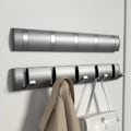 Miniatyrbillede 2 af 5: 2 stk. vægmonterede metal knagerækker med 5 foldbare kroge, aluminiumsvæg