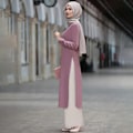Miniatyrbild 1 av 5: Turkiet Islamisk Ramadan Kläder Kaftan Tvådelad Muslimsk Lång Topp och Byxor Set för Kvinnor Delad Abaya Klänningsset Modest
