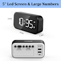 Miniatyrbild 2 av 5: XJ-LED Digital Väggklocka Sängbordsklocka med Sladd, 5 LED Digital Display Snooze Väggklocka, 12/24 Timmar, 6 Ljusstyrkenivåer, Snooze-funktion, Vit