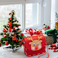 Miniatyrbillede 5 af 5: XJ-Personlige Juledekorationer 2023 Lille Julerygsæk Genanvendelig Børnelegetøj Julepose Håndtaske Rem Elg Fawn Stil Sui