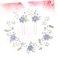 Miniatyrbilde 3 av 4: XJ-3-delt dekorativt hårklype pannebånd sett bryllup tiara dekor sett bryllup hodeplagg brud blomster hårnål tilbehør hodeplagg blå brud